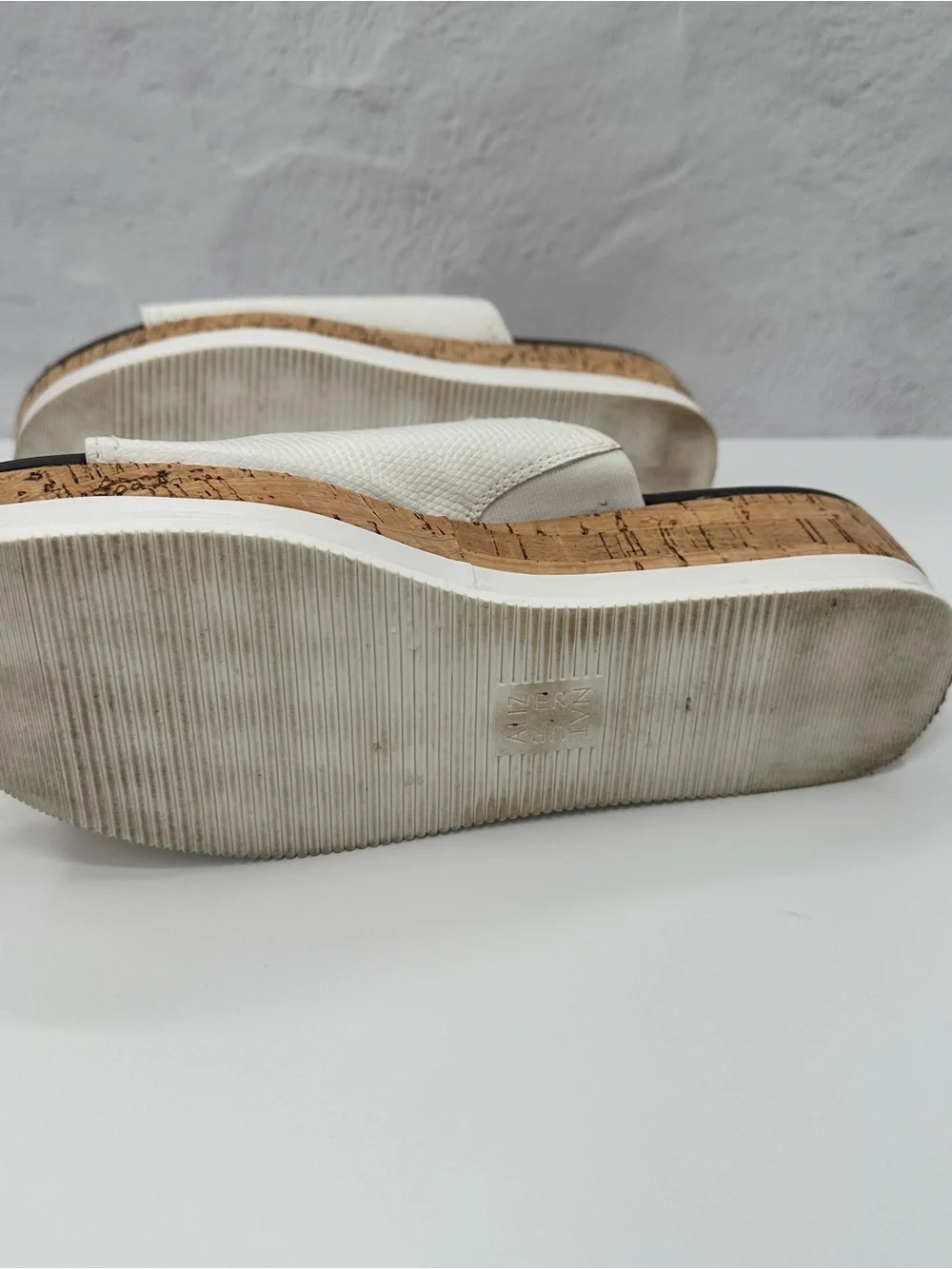 Naturalizer White Cork Platform Slide Sandals - Women